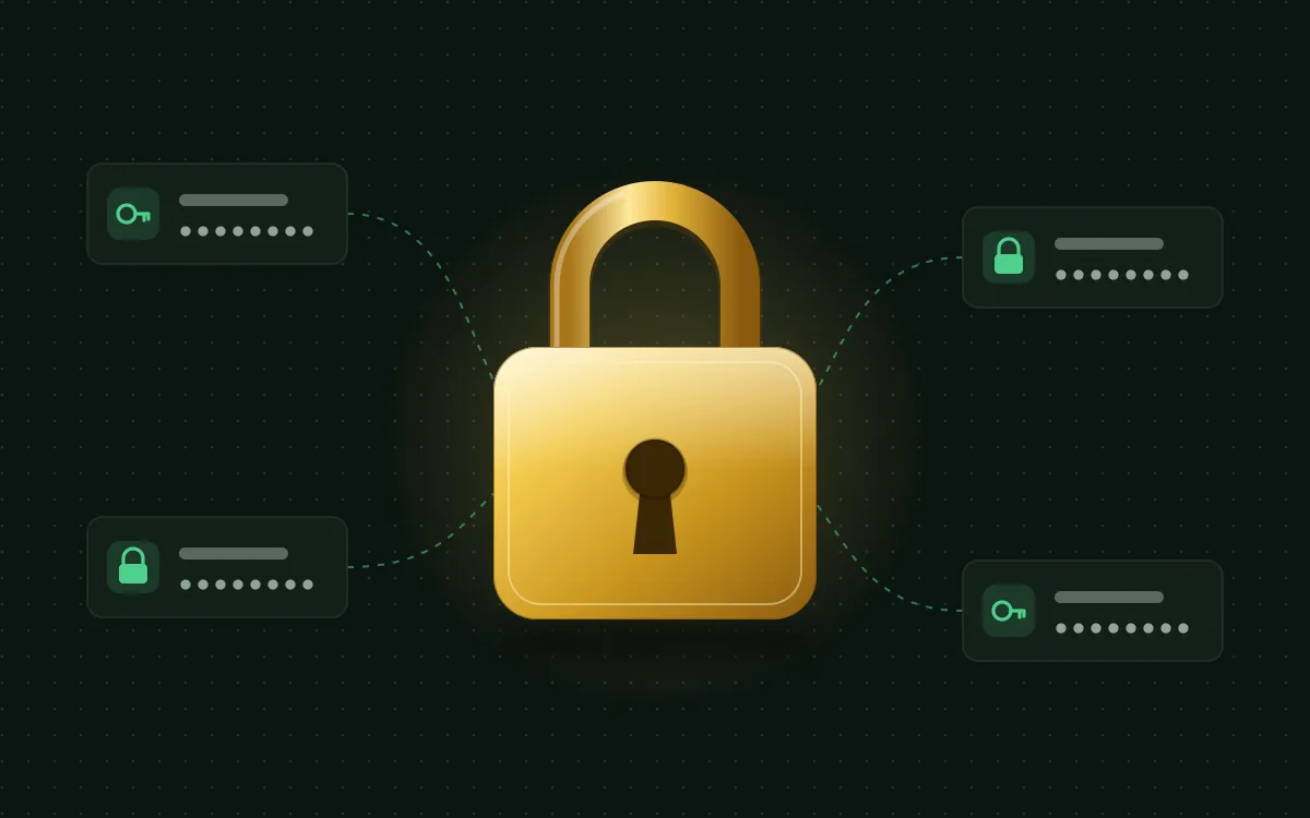 Golden lock connected to encrypted entries