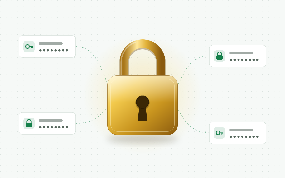 Golden lock connected to encrypted entries